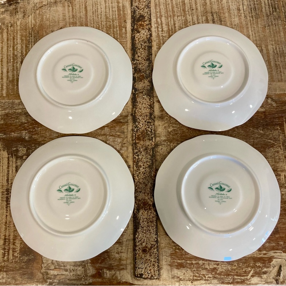 Noritake Casual Gourmet Garden Set of 4 Saucers 7940/1 6.5” Green Leaf Design - Picture 8 of 12